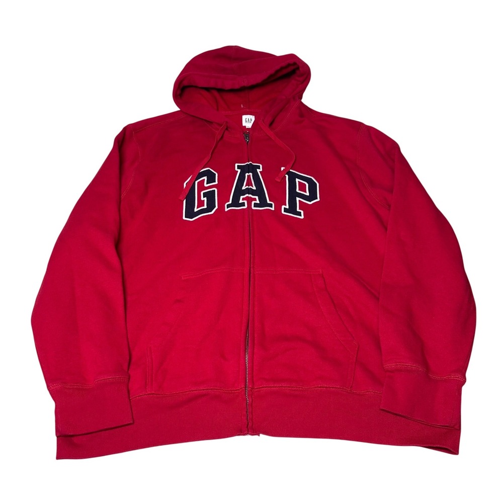 Gap Mens XXL Red Pullover Hoodie Fleece Kangaroo Pocket Solid Long Sleeve